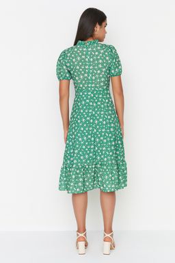 TRENDYOLMILLA Ac?k Mavi Cicekli A Kesim F?rf?rl? Midi Dokuma Elbise TWOSS20EL0894  фото 39