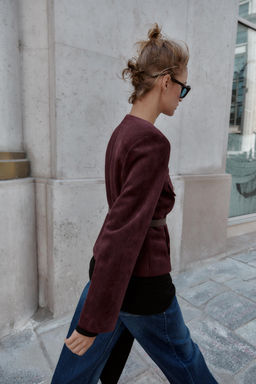 FAUX SUEDE BLAZER WITH BELT - Zara фото 3