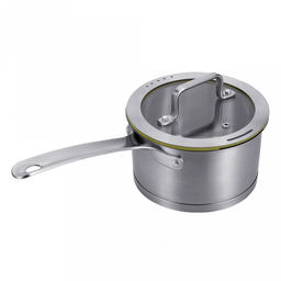 Ковш из нержавеющей стали "Linea PALERMO" 1,8л, д16см, h9см, s0,6мм, дно s15мм, трехслойное капсулированное дно, стеклянная крышка-дуршлаг с силиконовым ободком, два режима слива воды, ручка из нержавеющей стали, цветная коробка, "Regent" (Китай)