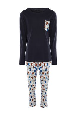 TRENDYOL MAN Cok Renkli Regular Fit Bask?l? %100 Pamuk Pijama Tak?m? TMNAW22PT1072 - Trendyolmilla фото 6
