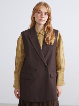 Kruvaze Yaka Kad?n Klasik Yelek