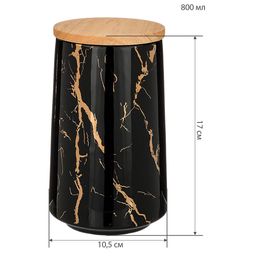 БАНКА ДЛЯ СЫПУЧИХ FANTASY 800МЛ 10,5*17СМ, ЧЕРНАЯ - Lefard фото 2