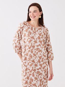 Bisiklet Yaka Desenli A Kesim Elbise