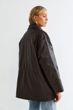 Утепленная парка из эко-кожи Brown - Erist store фото 7