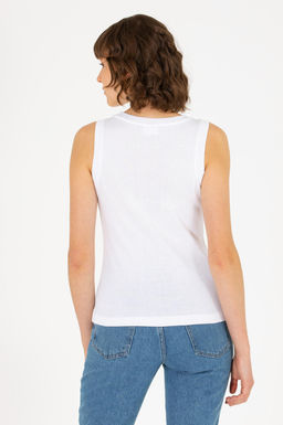 U. S. Polo Assn Женская белая базовая футболка без рукавов с круглым вырезом - U.s. polo assn фото 5