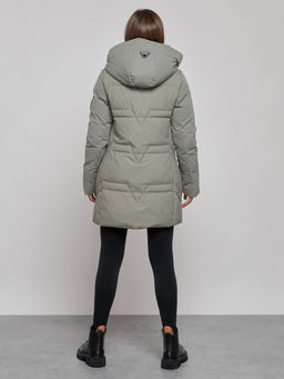 Зимняя женская куртка молодежная с капюшоном цвета хаки 589003Kh - RoccaManer фото 5