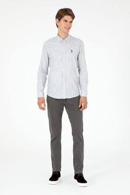 Мужская светло-серая рубашка с длинным рукавом - U.s. polo assn фото 4