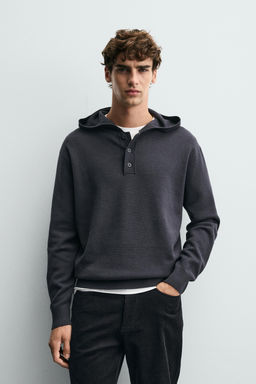 COTTON - WOOL HOODIE SWEATER