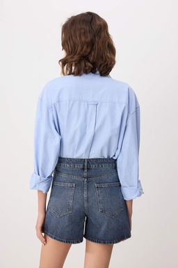 Koyu Mavi %100 Pamuk Y_ksek Bel Denim City _ort TWOSS26SR00094
