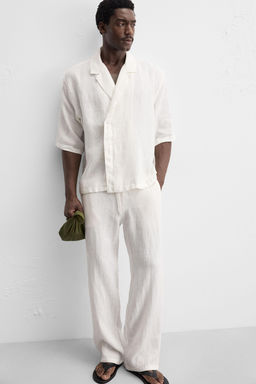 RELAXED FIT 100% LINEN TROUSERS - Zara фото 5