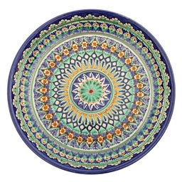 Ляган узбекский Риштанская керамика «Узоры», для плова, d=36 см, синий