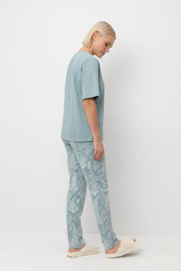 Е 20142/пыльно-голубой,лесной гербарий пижама жен