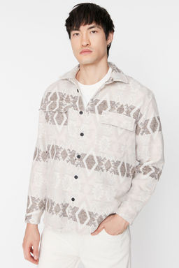 TRENDYOL MAN Ekru Unisex Regular Fit Cift Cep Kapakl? Etnik K?sl?k Oduncu Ceket Gomlek TMNAW23GO00119 - Trendyolmilla фото 8