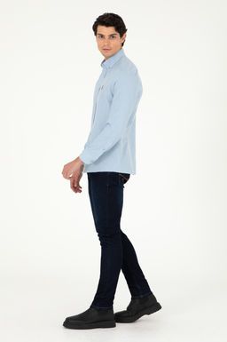 Мужская голубая базовая рубашка с длинным рукавом - U.s. polo assn фото 4