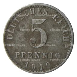 Монета 5 пфеннигов 1919 года A Германия