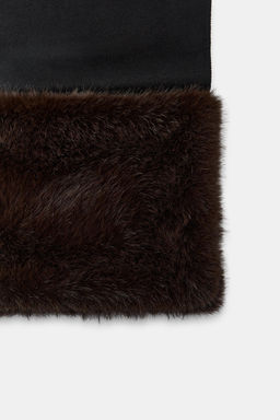 PLAIN WOOL SCARF WITH FAUX FUR - Zara фото 6