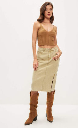 Юбка женская джинсовая миди P412-0219 хаки - Primm фото 8
