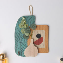 Настенные крючки декоративные Абстракция. Ваза с цветком, дерево, 1.5?19.5?23.5 см