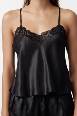 Trendyolmilla Siyah Dantelli Ip Ask?l? Saten Sortlu Dokuma Pijama Tak?m? THMSS22PT0269  фото 52