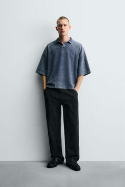 WASHED TEXTURED POLO SHIRT