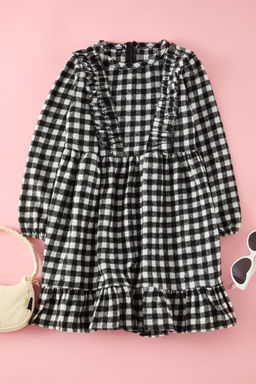 K?rm?z? K?z Cocuk Ekose / Kareli Regular Dokuma Elbise TKDAW25EL00004 - Trendyolmilla фото 12