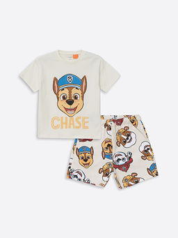 Bisiklet Yaka Paw Patrol Bask?l? Erkek Bebek Ti??rt ve ?ort 2li Tak?m