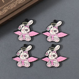 Цена за 4 шт. Декор для творчества акрил двусторонний «Зомби-зайка», 3.6×4.2×0.2 см