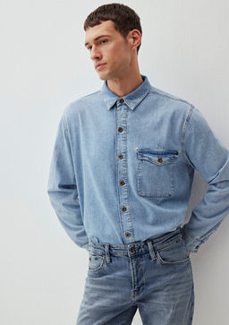 Tyler Regenerative Ac?k Mavi Denim Jean Gomlek