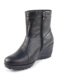 Полусапожки женские на платформе черные, кожа, молния