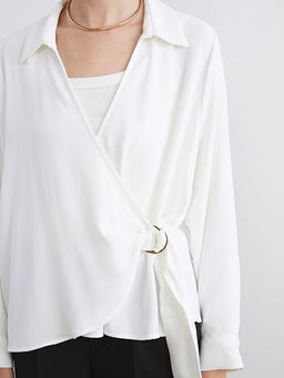 Kruvaze Ba?lama Detayl? Bluz