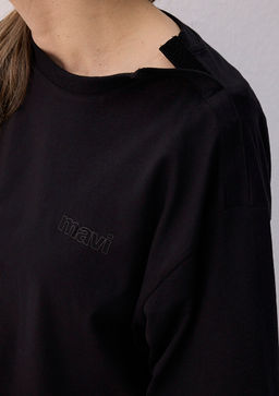 Mavi Logo Bask?l? Siyah Basic Kad?n Tisort  фото 5