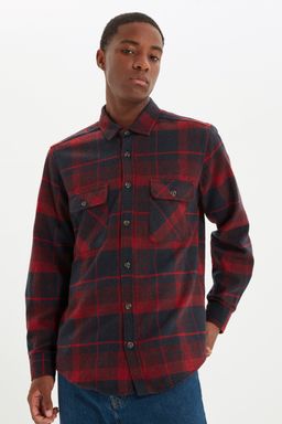 TRENDYOL MAN Bordo Cift Cep Kapakl? Regular Fit K?sl?k Oduncu Kareli Gomlek TMNAW21GO0031 - Trendyolmilla фото 14