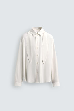 CAMISA FLUIDA LAZO CORTO / Blanco - Zara фото 7