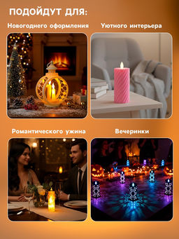 Светодиодная свеча LED - ночник RISALUX «В лотосе», 3×LR1130, прозрачный, 10.5×10.5×4.5 см