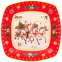 Блюдо "Тройка" квадратное 25x4,2cm красное 85-1733 #НовыйГод /АРТИ-М/