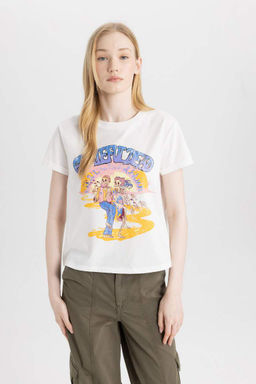 Футболка классического кроя с круглым вырезом и короткими рукавами Cool Rolling Stones - Defacto фото 3