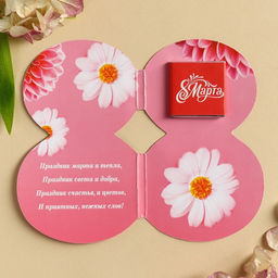 Цена за 2 шт. Валентинка с шоколадом 5 г 8 Марта поздравляю