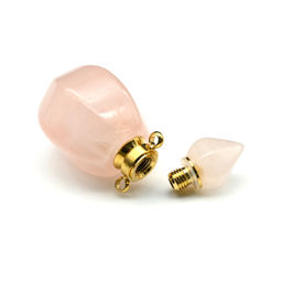 Парфюмерный флакон-кулон из розового кварца 17*17*34мм