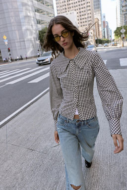 CHECK SHIRT WITH PETER PAN COLLAR - Zara фото 6