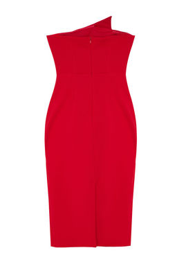 K?rm?z? Asimetrik Yaka Detayl? Dokuma S?k Abiye Elbise TPRSS24EL00223 - Trendyolmilla фото 7