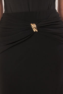 Siyah Gold Aksesuar Detayl? Esnek Maxi Orme Bal?k Etek TWOSS25ET00110 - Trendyolmilla фото 4