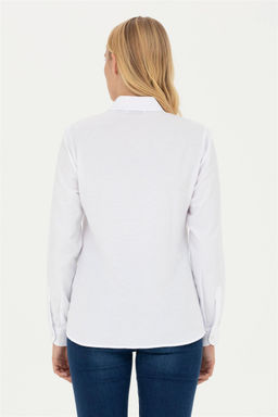 Женская белая базовая рубашка с длинным рукавом - U.s. polo assn фото 5