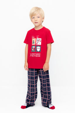 Crockid _ К 1599/кармин,шотландская клетка пижама дет  фото 5