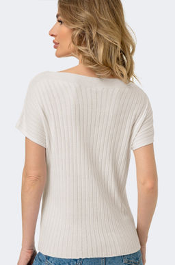 Женский джемпер с коротким рукавом в рубчик Happy Fox  фото 26