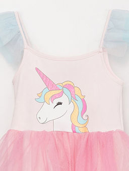 Bisiklet Yaka Bask?l? K?z ?ocuk Elbise - Waikiki фото 3