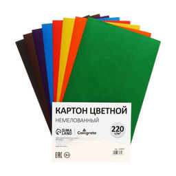 Цена за 5 шт. Картон цветной Calligrata, А4, 8 листов, 8 цветов, немелованный