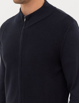 Lacivert Slim Fit Fermuarl_ Triko H_rka