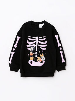 Bisiklet Yaka Uzun Kollu Minnie ve Mickey Bask?l? K?z Bebek Sweatshirt ve Pantolon 2li Tak?m - Waikiki фото 2