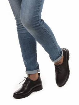 03-5076 BLACK Полуботинки женские (натуральная кожа)