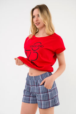 Пижама женская из футболки и шорт из кулирки Алиса красный - Амадэль фото 9